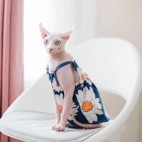 Sphynx Kedi Yaz Giysileri Sadece Kediler için Yumuşak Pamuklu Yelek Nefes Alabilen Baskı Yavru Gömlek Sphynx, Cornish Rex,
