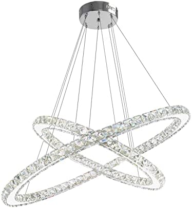 Sıljoy Modern kristal avizeler ayarlanabilir 2 yüzükler daire kolye ışık fikstürü 3 renk ışık LED Chandeleir tavan lambası
