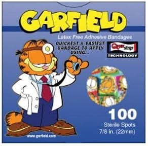 Garfield Careband Steril Yapışkan Karakter Bandajları, 7/8 Noktalar, 100 / bx, 3'lü Paket (Toplam 300 Bandaj)