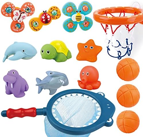 Banyo Oyuncakları Playset, Eğlenceli basketbol potası ve Topları, Küvet Havuzu Çekim Oyunu ve Balıkçılık Oyunu, Duyusal Vantuz