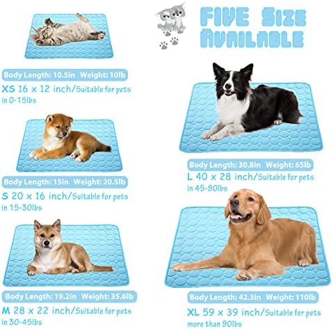 MeiLiMiYu Yıkanabilir Köpek soğutma matı Buz İpek Pet Kendinden Soğutma Pedi Battaniye (28x22 inç, Mavi)