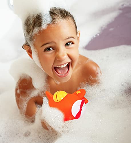 DolliBu Airplane Bath Buddy Squirter-Yüzen Turuncu Uçak Kauçuk Banyo Oyuncağı, Bebekler için Eğlenceli Su Fışkırtan Banyo
