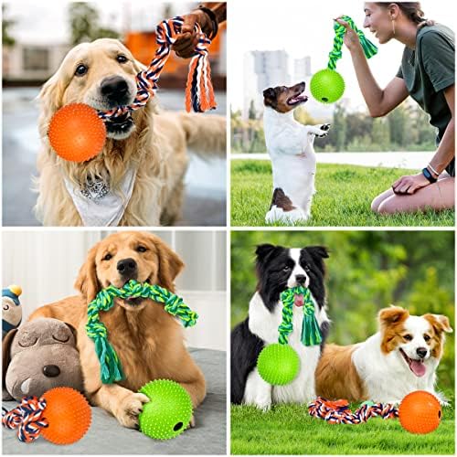Halat üzerinde Köpek topu oyuncaklar - Büyük orta küçük köpek can sıkıntısı ve uyarıcı römorkör için dayanıklı interaktif