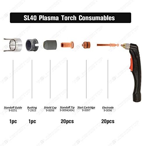 WeldingStop Pack-42 SL40 Plazma Torç Sarf Malzemeleri Elektrot 9-0096 İpucu 9-0094 Adaptör Kılıfı 7-2915 Standoff 9-8251