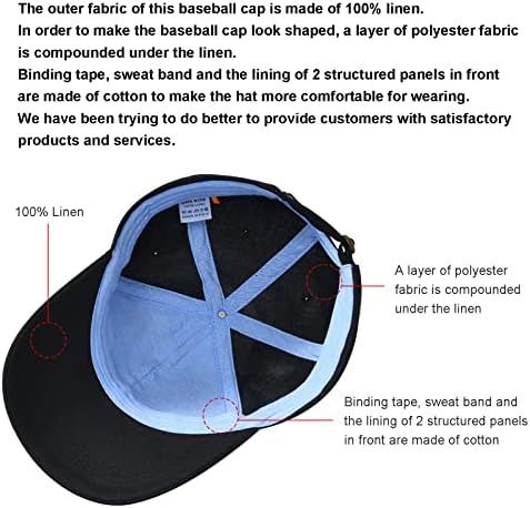 BOTVELA Keten beyzbol şapkası Erkekler için Nefes Yaz Baba Şapka Ayarlanabilir Yapılandırılmış Açık Spor Kap