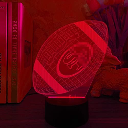 NOUCAN Amerikan Futbolu 49ers Spor Kask Lambası 3D Optik Illusion Gece Lambası Hediye için LED Noel Doğum Günü yatak odası