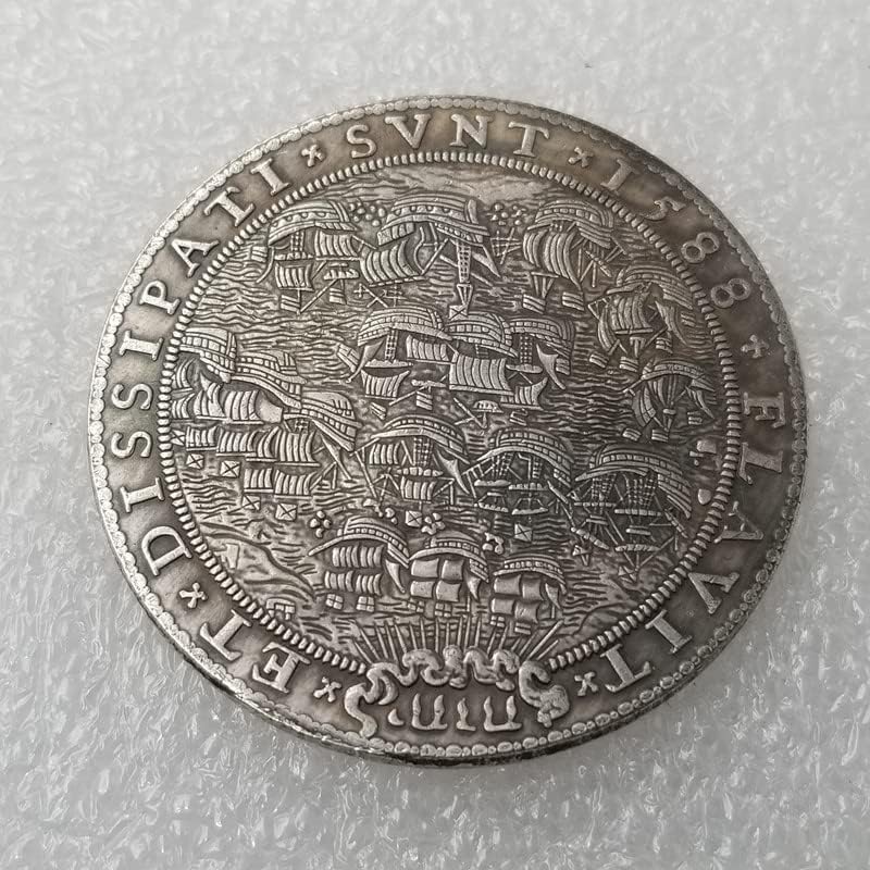 Antika el sanatları 1588 Hollandalı Gümüş Kaplama Eski Gümüş Dolar Gümüş Yuvarlak Yabancı Paralar Antika Koleksiyonu 530