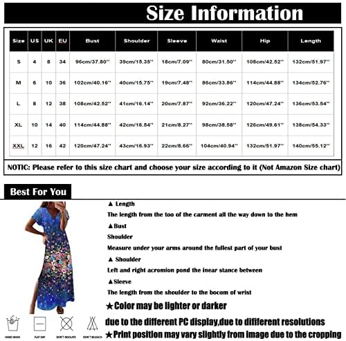 QFVZHY kadın elbiseleri 2023 Parti Yaz Rahat Moda Kısa Kollu V Boyun Yarık Çiçek Baskı Elbise Elbiseler Zarif