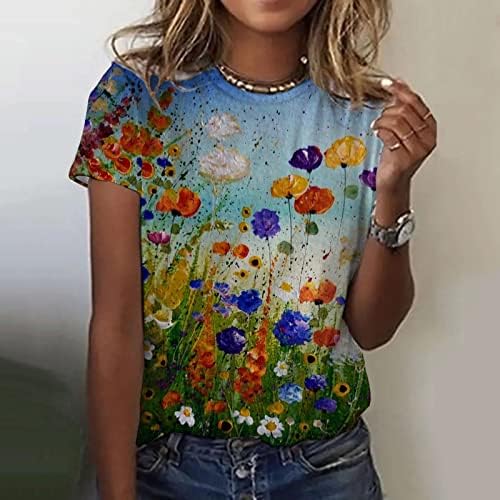 Bayan Rahat Baskılı T Shirt Yaz Kısa Kollu bol tişört Üst Kadın T Shirt Uzun Kollu Aktif Gevşek Üstleri Kadın