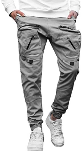 Andongnywell Erkek rahat pantolon Çok Cepler Moda Kargo Joggers Spor Fermuar Uzun cepli pantolon Pantolon