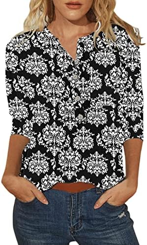 Bayan Üstleri yazlık gömlek Kadınlar için 2023 3/4 Kollu Yan Bölünmüş Çiçek Bayan Bluz ve Üstleri Şık
