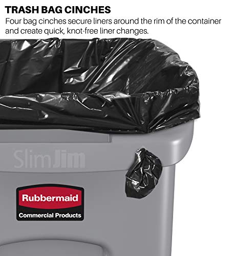 Rubbermaid Ticari Ürünler İnce Jim Konteyner Çöp Tenekesi Arabası/Tekerlekli Dolly ve Ticari Ürünler İnce Jim Plastik Dikdörtgen