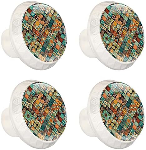 Lagerery Çekmece Kolları Mandala Mozaik kabin tutamakları Kreş Odası için Dresser Kolları Yuvarlak Dekoratif Kolları Odası