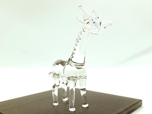 Sansukjai Zürafa Minyatür Figürler Hayvanlar El Boyalı Üflemeli Cam Sanatı Koleksiyon Hediye Süslemeleri (Açık)