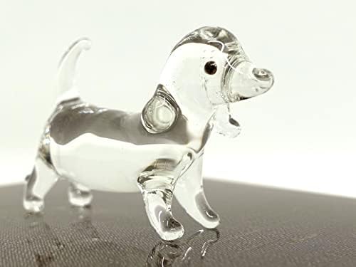 Sansukjai Dachshund Minyatür Figürler Köpek Hayvanlar El Üflemeli Cam Sanatı Altın Trim Koleksiyon Hediye Süslemeleri (Açık)