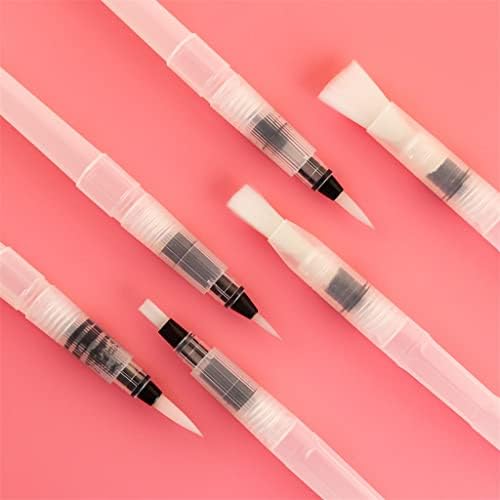 XXXDXDP 6 Adet Düz / Ince Ucu Doldurulabilir Su Fırçaları Su Renk Fırça Kalem Seti Suluboya Boyama cetvel kalemi