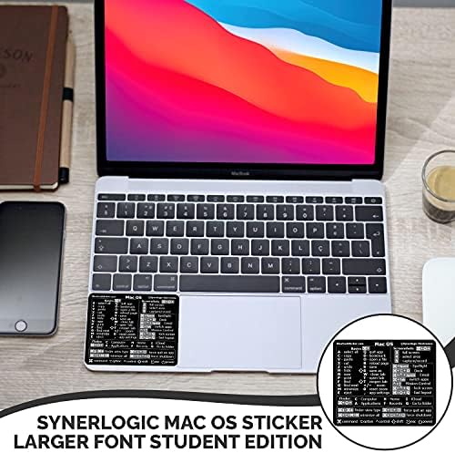 SYNERLOGİC (Mac için Evrensel) Mac OS Referans Klavye Kısayol Etiketi, Kalıntı Bırakmayan Şeffaf Vinil-Herhangi Bir MacBook