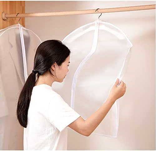 Asılı Giysi Takım Çantası 4 Set Yarı Saydam Plastik Toz Geçirmez Su Geçirmez Giysi Kapak Koruyucuları Fermuarlı Şeffaf Elbise