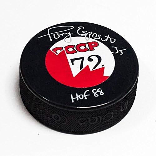 Tony Esposito, 1972 Zirve Serisi Kanada CCCP Hokey Diskini İmzaladı - İmzalı NHL Diskleri