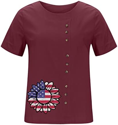 Vatansever Gömlek Kadınlar için ABD Bayrağı T Shirt Casual Yaz Üstleri Kısa Kollu Tee Gömlek Yıldız Çizgili Rahat Gevşek