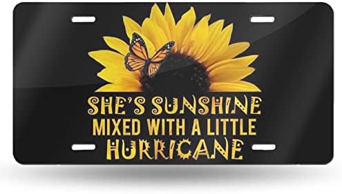 Kelebek ve Ayçiçeği O Sunshine Dekoratif Ön Plaka Kapak Vanity Etiketi Metal Araba Plaka Alüminyum Yenilik Plaka 6X12 İnç