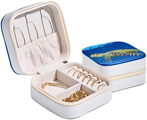 Taşınabilir Seyahat Mini Mücevher Kutusu Kaplumbağalar Denizde Deri Mücevher Yüzük Organizatör Vaka hediye paketi Kutusu