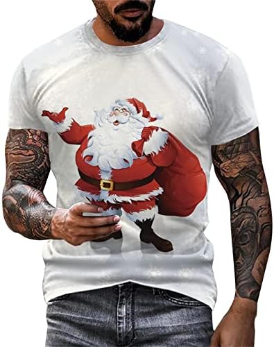 ZDDO erkek T-Shirt Noel Noel Baba Kar Tanesi Baskı Asker Kısa Kollu Üstleri Komik Noel Kas Yenilik Parti Tees
