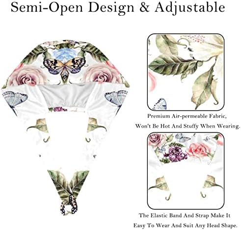 2 Paket Soyut Çiçek Güller El Çizim çalışma kapağı Düğmeleri ile Kadınlar / Erkekler için Ter Bandı Ayarlanabilir Kravat