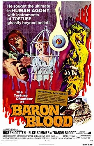 İşkence Odası Baron Kan 1972 Film 11 x 17 inç Mini Poster sm