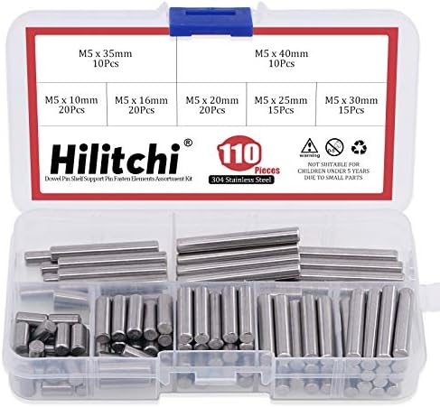 Hilitchi 110 Adet kavela Paslanmaz Çelik Raf Destek Pimi Tutturmak Elemanları Çeşitler Kiti Boyutu Dahil 5mm x 10mm / 16mm