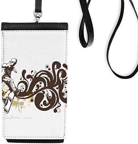 Kış Spor Kayak Çiçek Desen Telefon cüzdan çanta Asılı Cep Kılıfı Siyah Cep