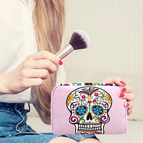 Makyaj çantası Kozmetik Seyahat Makyaj Organizatör Yıkama Çantası fermuarlı kese Meksika Şeker Kafatası Seyahat Aksesuarları
