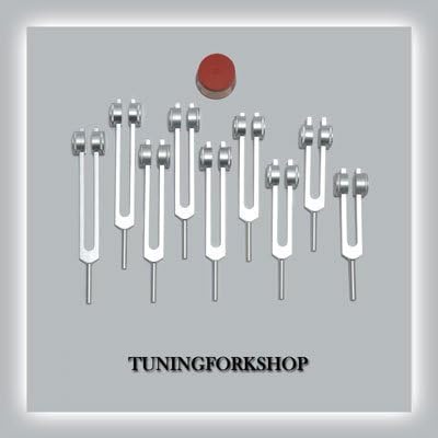 TFS Tuningforkshop 9 Adet Solfej Ağırlıklı Tuning Çatal Seti ile Şifa için Aktivatör, Kese
