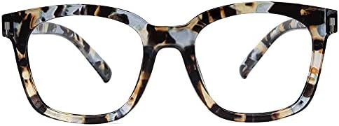JiSoo Boy okuma gözlüğü 1.25 Kadın Erkek, Trendy Tasarımcı Okuyucular Büyük Çerçeve ile Bahar Menteşe, mavi Kuvars 1.25