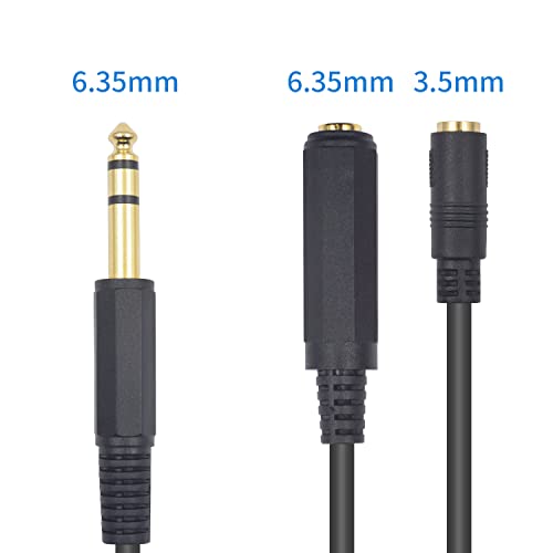 Duttek 1/8 ila 1/4 Stereo Kablo 1.6 FT/50 cm, 6.35 mm 1/4 Erkek 6.35 mm 1/4 ve 3.5 mm 1/8 Kadın Ses aux Splitter Kablosu