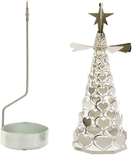 OUHOE Noel Ağacı Iplik çay lamba tutucu Koni Şekli Kalp Kar Tanesi Döner Tealight Ekran Ev Dekorasyon Noel Dekorasyon (N)