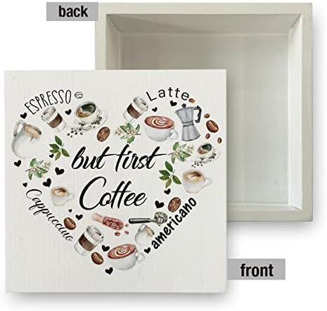 Kahve Ahşap kutu işareti Rustik Kahve Sevgilisi Ahşap kutu işareti Dekoratif Ülke İşareti Blok Plak Ev Mutfak Masası Masa