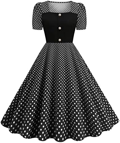 Zkiiyoo Vintage Elbise Kadınlar için 1940s Retro Rockabilly balo kıyafetleri Cap Sleeve Kokteyl Elbiseleri Salıncak Mütevazı