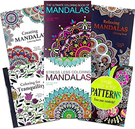 Yetişkin Boyama Kitabı Seti: 4 Kitap Seti - 2 Mandala Kitabı Artı Desenler ve Huzur - Kaliteli Kalın Kolay Yırtılabilir Sayfalar!