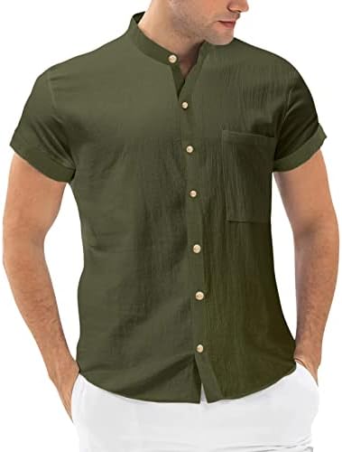 Erkek Gömlek Kısa Kollu Kısa Kollu Düğme Aşağı Gömlek Katı Oxford Rahat iş gömleği Cep Plaj Gömlek