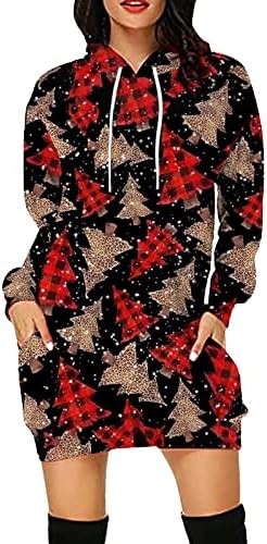 2022 kapüşonlu elbise Kadınlar için Çirkin Merry Christmas Kazak Elbise Kar Tanesi Uzun Kazak Gevşek Noel Kazak Elbise