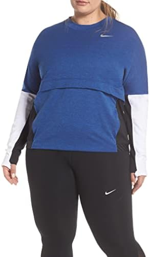 Nike Bayan Büyük Beden Therma Küre Koşu Üst Giyim,Mavi, 1X