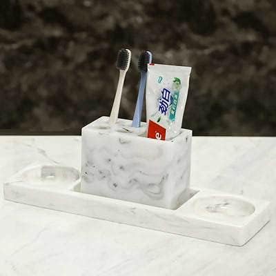 Crysdaralovebı Banyo Kiti Mermer Desen Elektrikli Diş Fırçası Tutucu Banyo Seti Tepsi Cam diş fırçası kabı Sabun Kutusu Banyo