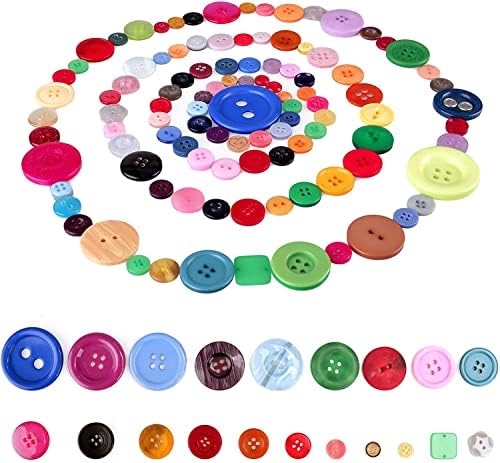 Greentıme 2000 Adet Çeşitli Boyutlarda Reçine Düğmeler, Yuvarlak Zanaat Düğmeleri Dikiş DIY El Sanatları, Manuel Düğme Boyama