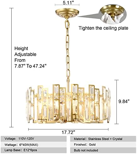 Modern kristal avize, altın davul kolye ışık fikstür, kristal asılı ışık davul avize oturma odası için, yemek odası, mutfak,