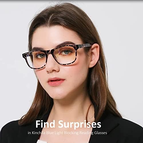 Kınchıla okuma gözlüğü Mavi ışık Engelleme Kadın Erkek, 4 Paket Moda Büyük Boy Bilgisayar Okuyucular yaylı menteşeler, anti