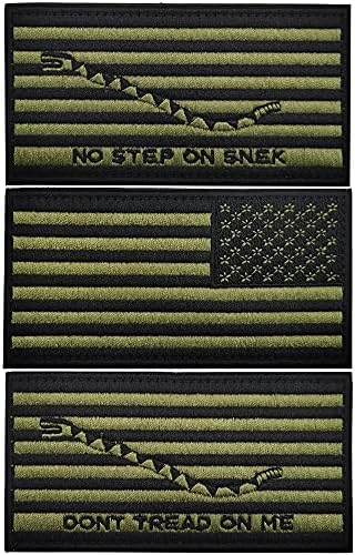 Amerikan Bayrağı Bana Basmayın Snek Yamasına Adım Yok, Siyah Yeşil İşlemeli Yamalar Dikiş Aplikler Rozetler-Cırt Cırt Bağlantı
