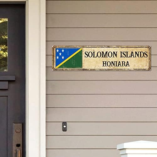 Madcolitote Vintage Solomon IslandsHONİARASolomon Adaları Özel Sokak Işareti Rustik Ülke Hatıra Ahşap Duvar Sanatı Duvar