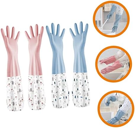 Hemoton 2 pairs El Mutfak Kapak Yemekleri Kullanımlık Yıkama Withlong Aracı Temizleme Manşet Eldiven bulaşık eldivenleri