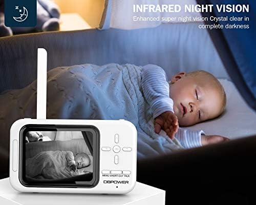 Kameralı ve Sesli DBPOWER Video Bebek Monitörü,360 ° Pan 3,5 LCD 4 Kameraya kadar, İki Yönlü Konuşma, Gece Görüşü, WiFi Olmayan,
